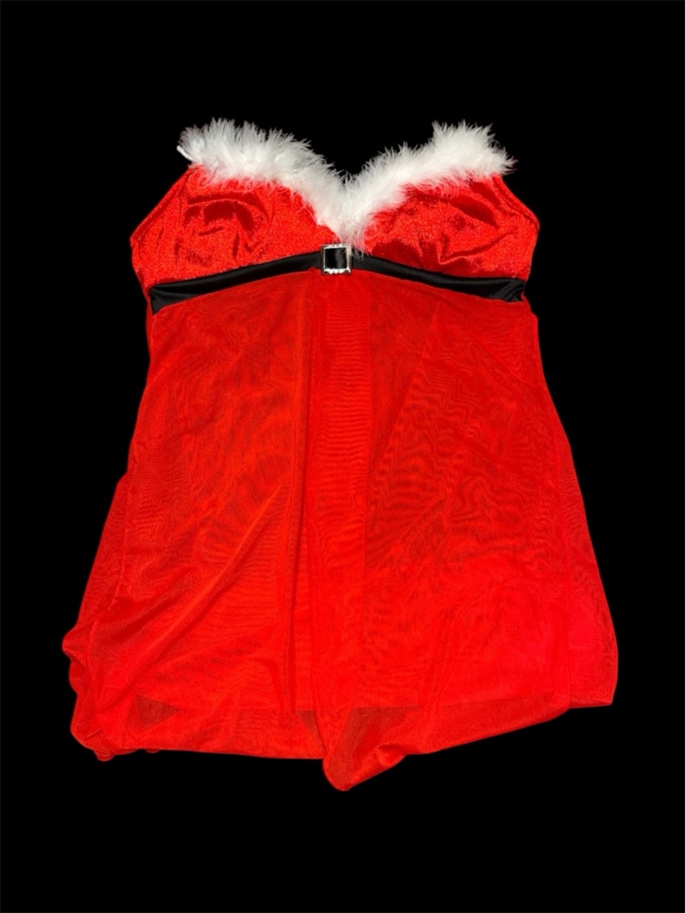 Women's Red Santa Fur-Trim Babydoll Lingerie